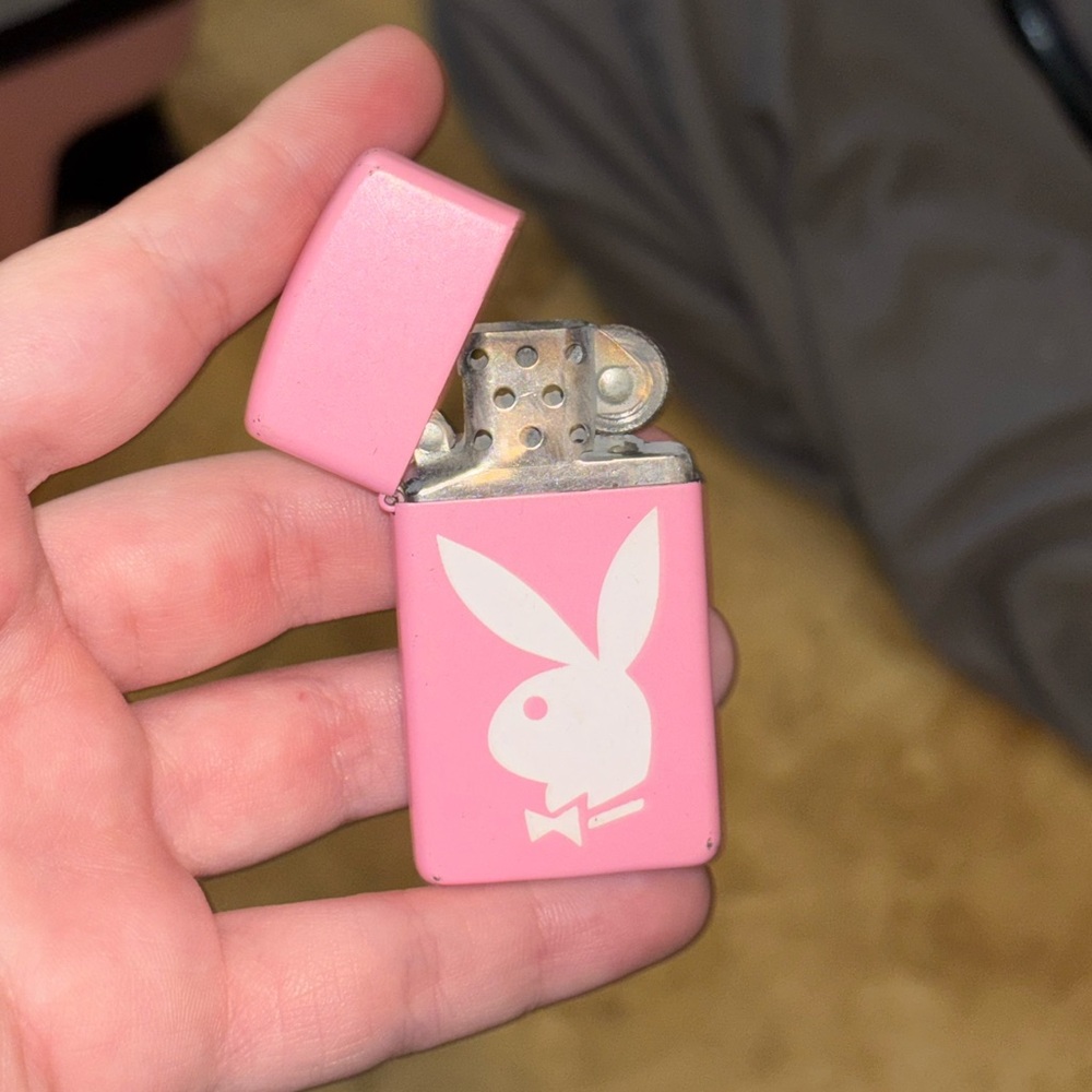 PLAYBOY Pink Matte Flip-Top Lighter with White Bunny Logo